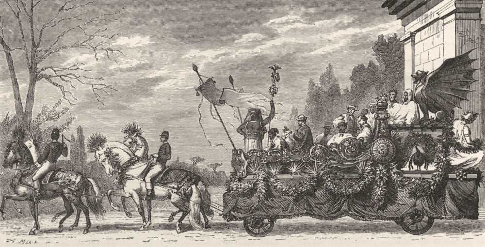 ROME. Car of Academy France, Pincian 1872 old antique vintage print picture